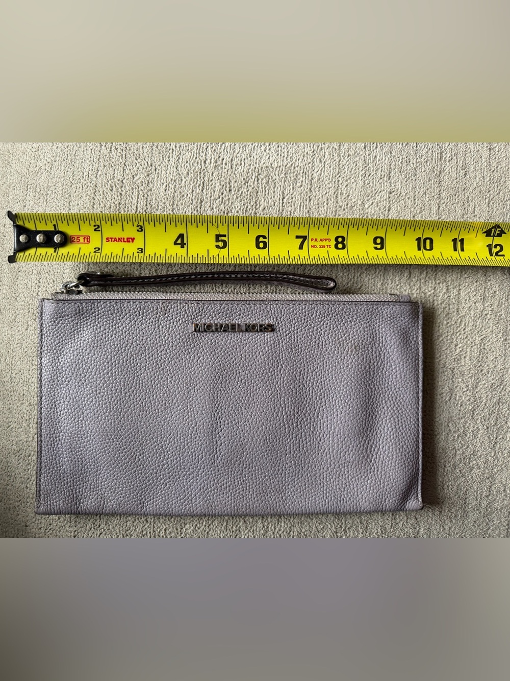 Michael Kors Leather Wristlet in Light Gray